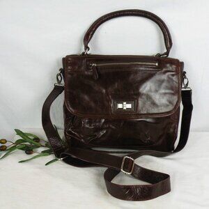 Nordstrom Halogen Brown leather messenger crossbody briefcase bag